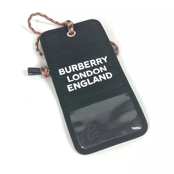 BURBERRY Neck with Strap logo Card Case Pass Case Pouch Nylon Black - Picture 3 of 9